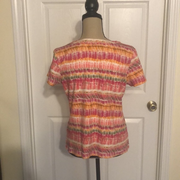 Kim Rogers Multicolored Striped T-Shirt Size Large - Picture 3 of 11